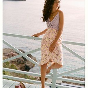 Anthro Skye Ruffled Floral Print Midi Skirt Sz 12 NWT Kate Maximalist